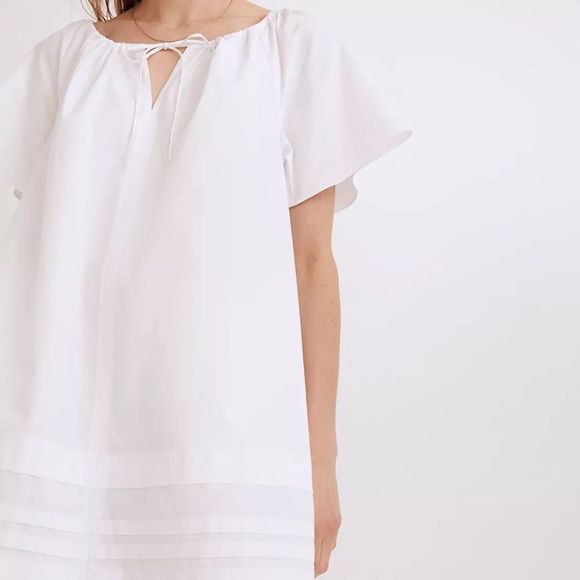 Madewell Poplin Flutter-Sleeve Pintuck Mini Dress - Picture 4 of 7